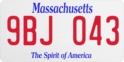 MA license plate 9BJ043