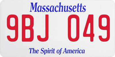 MA license plate 9BJ049