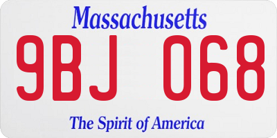 MA license plate 9BJ068