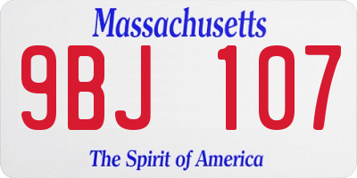 MA license plate 9BJ107