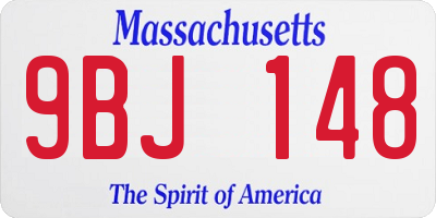 MA license plate 9BJ148
