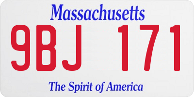 MA license plate 9BJ171