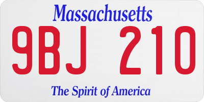 MA license plate 9BJ210