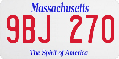 MA license plate 9BJ270