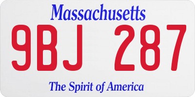 MA license plate 9BJ287
