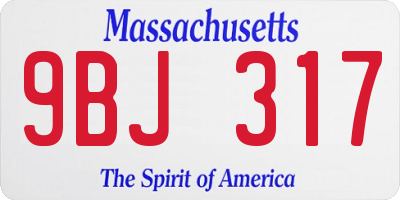 MA license plate 9BJ317