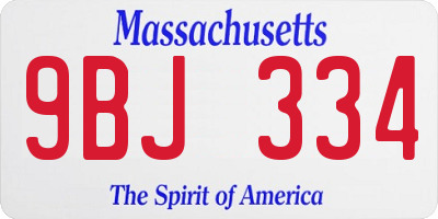 MA license plate 9BJ334
