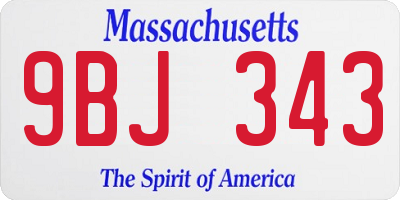 MA license plate 9BJ343