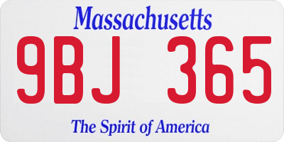 MA license plate 9BJ365
