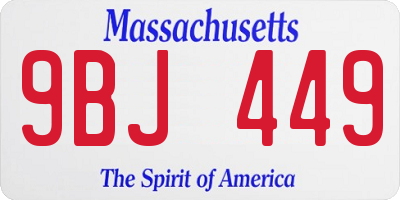 MA license plate 9BJ449