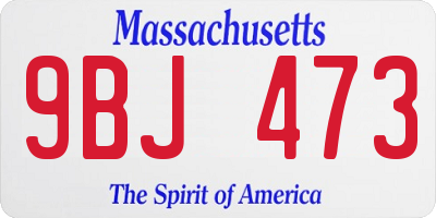 MA license plate 9BJ473