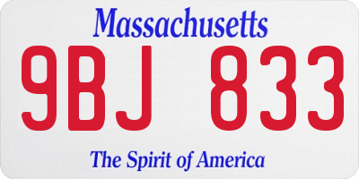 MA license plate 9BJ833