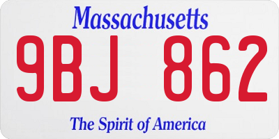 MA license plate 9BJ862