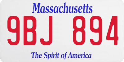 MA license plate 9BJ894