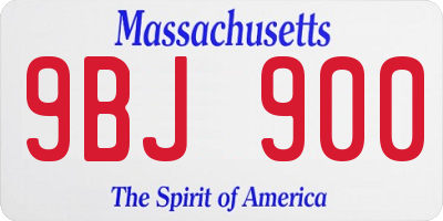 MA license plate 9BJ900