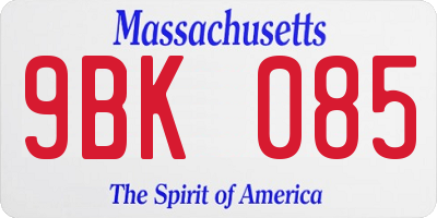 MA license plate 9BK085