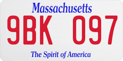MA license plate 9BK097