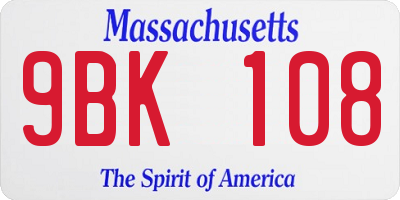 MA license plate 9BK108