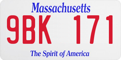 MA license plate 9BK171