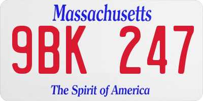 MA license plate 9BK247