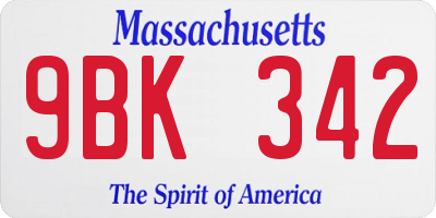 MA license plate 9BK342