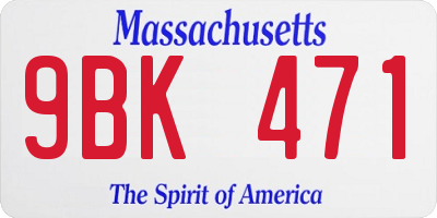 MA license plate 9BK471