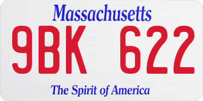 MA license plate 9BK622