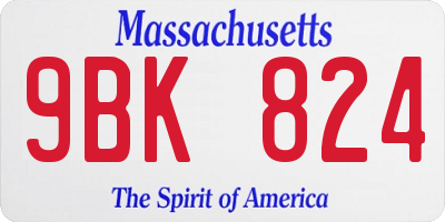 MA license plate 9BK824