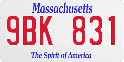 MA license plate 9BK831