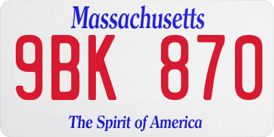 MA license plate 9BK870