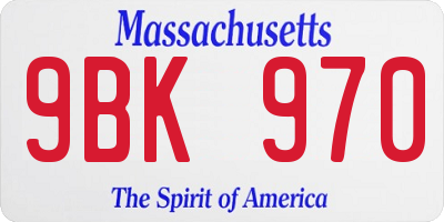 MA license plate 9BK970