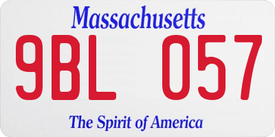 MA license plate 9BL057