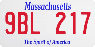 MA license plate 9BL217