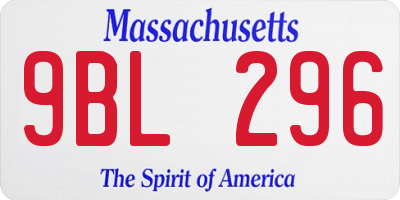 MA license plate 9BL296