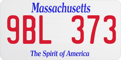 MA license plate 9BL373