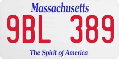 MA license plate 9BL389