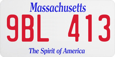 MA license plate 9BL413