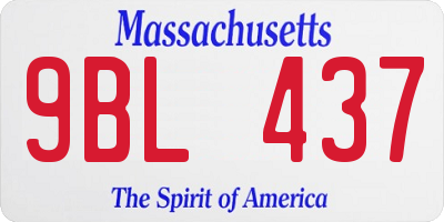 MA license plate 9BL437