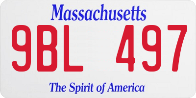 MA license plate 9BL497