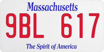 MA license plate 9BL617