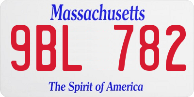 MA license plate 9BL782