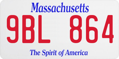 MA license plate 9BL864