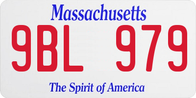 MA license plate 9BL979