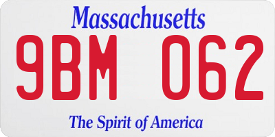 MA license plate 9BM062