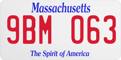 MA license plate 9BM063