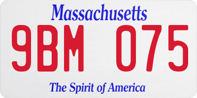 MA license plate 9BM075