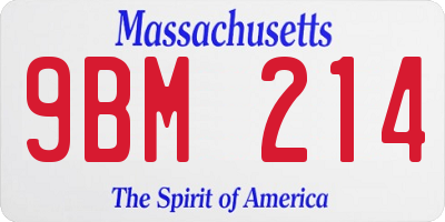 MA license plate 9BM214