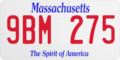 MA license plate 9BM275