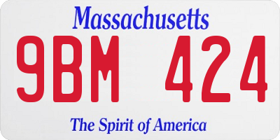 MA license plate 9BM424