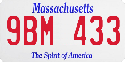 MA license plate 9BM433